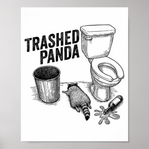 Affiche Panda Dégradé, Raton Laveur Ivre Drôle, Humour Pan