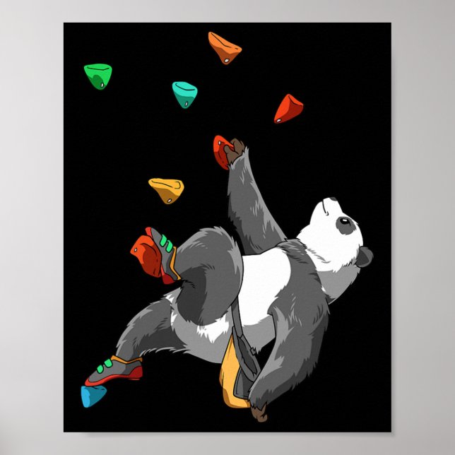 Affiche Panda d'escalade de blocs et d'escalade de rochers (Devant)