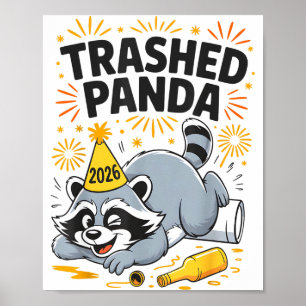 Affiche Panda Dévasté Nouvel An 2026 Drôle Raton Laveur Iv