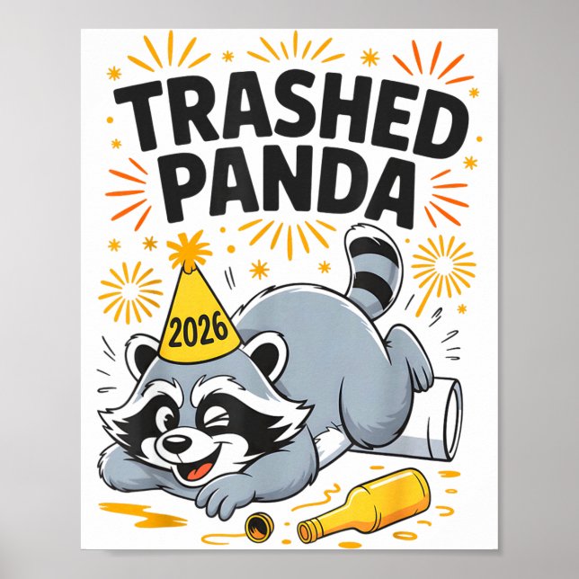 Affiche Panda Dévasté Nouvel An 2026 Drôle Raton Laveur Iv (Devant)