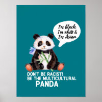 Panda drôle contre le racisme noir blanc et asiati
