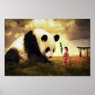 Affiche Panda et femme