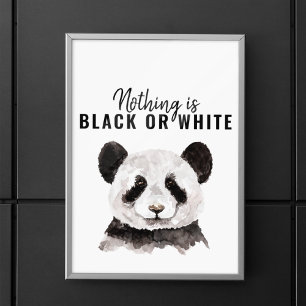 Affiche Panda Funky Moderne Noir Et Blanc Avec Citation