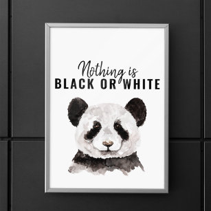 Affiche Panda Funky Moderne Noir Et Blanc Avec Citation