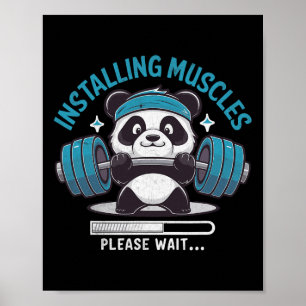 Affiche Panda Installation Muscles Veuillez Attendre Poids
