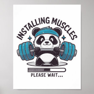 Affiche Panda Installation Muscles Veuillez Attendre Poids