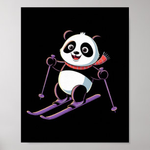 Affiche Panda intelligent jouant au ski drôle humoristique