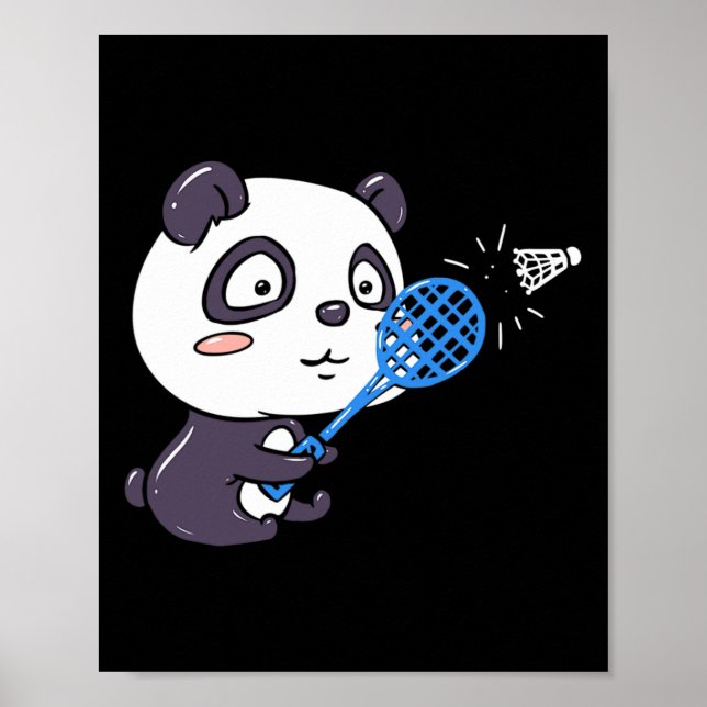 Affiche Panda Jouer Badminton Obtenir Sweatty I Panda Bea (Devant)
