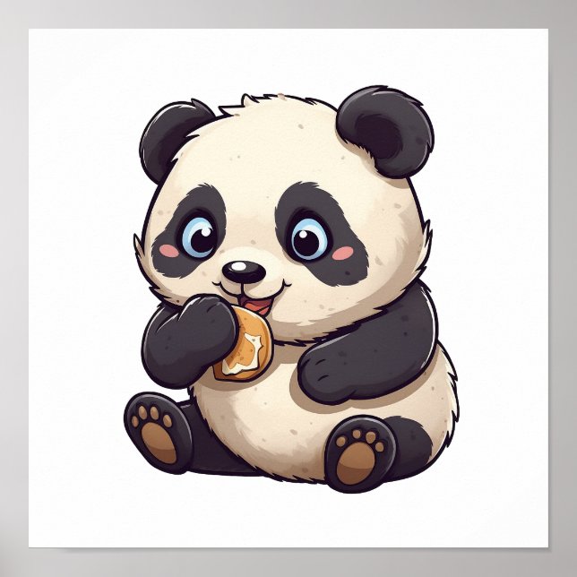 Affiche Panda mange un biscuit (Devant)