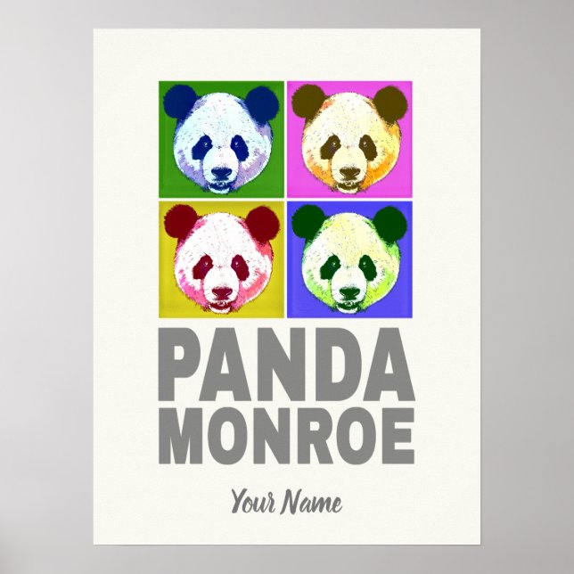 Affiche Panda Monroe Bear Pop Art Portrait (Devant)