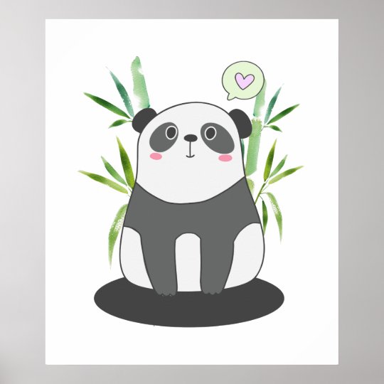 Affiche Panda Noir Et Blanc Mou En Bambou Zazzle Fr