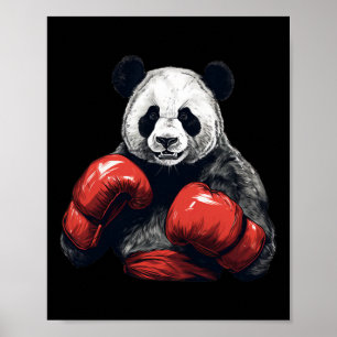 Affiche Panda Ours Portant Des Gants De Boxe - Boxe Drôle