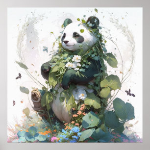 Affiche Panda Portrait Animal Peinture Faune À L'Extérieur