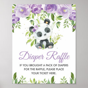 Affiche Panda Purple Flore Vert Bambou Déchets Raffle