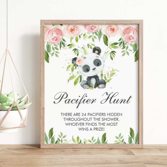 Affiche Panda rose Floral Pacifique jeu de Baby shower de  (Créateur téléchargé)
