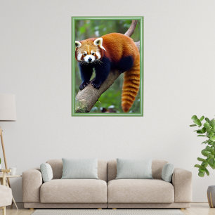 Affiche Panda rouge