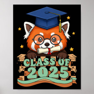 Affiche Panda Rouge Diplômé Cl De 2025 Enfants Hommes Femm