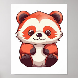 Affiche Panda rouge mignonne