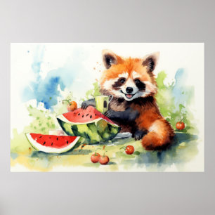 Affiche Panda Rouge Se Détendre Dans Le Jardin Animal Amus
