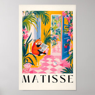 Affiche Panda Rouge Sur Toilettes, Amusante Peinture Mural