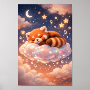 Affiche Panda roux endormi sur un nuage magique Art