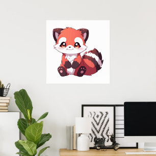 Affiche panda roux mignon