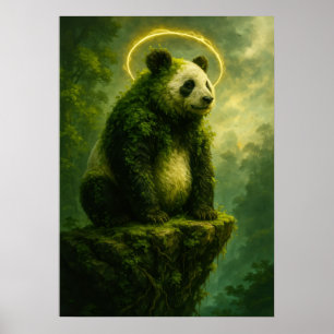 Affiche Panda Spirit Forêt avec Imaginaire Halo d'or