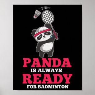 Affiche Panda Toujours Prêt Dminton Joueur Ours Animal Lov