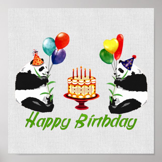 Affiche Pandas d'anniversaire (Devant)