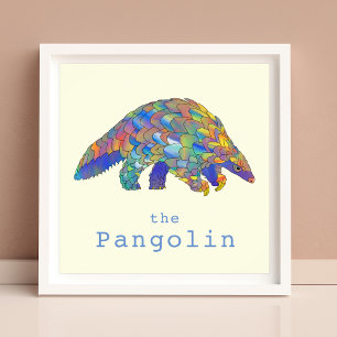 Affiche Pangolin coloré Les droits des animaux menacés Art