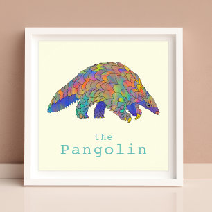 Affiche Pangolin mignon art animal coloré