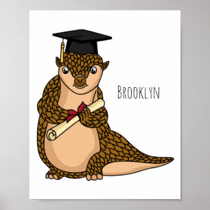 Affiche Pangolin mignon diplômé dessin animé