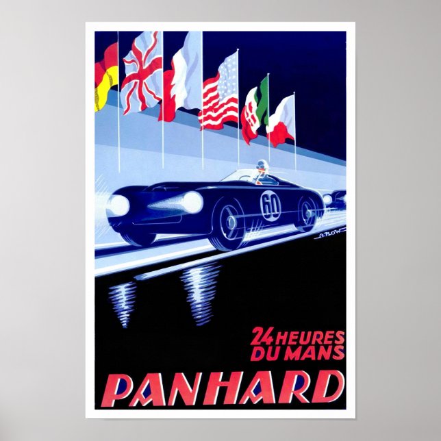 Affiche Panhard Le Mans 1950 Publicité vintage (Devant)