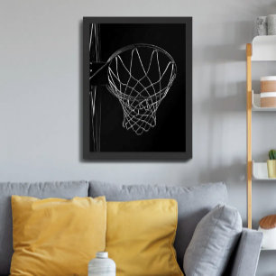 Affiche Panier de Basketball Minimaliste Sombre de Près