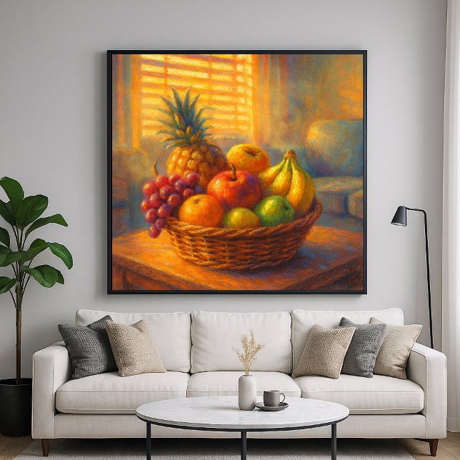 Affiche Panier de fruits éclairé - Style de peinture Paste (Créateur téléchargé)