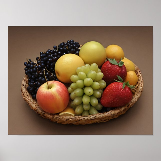 Affiche Panier de Fruits Frais Photo de Nourriture Saine C (Devant)