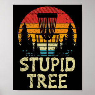 Affiche Panier de golf à disque d'arbre stupide rétro golf