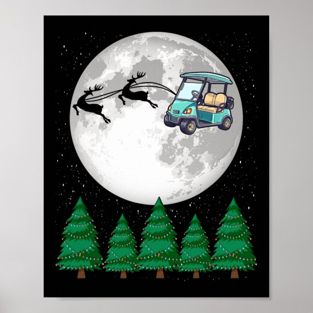 Affiche Panier de golf Père Noël Sleigh de Noël - Funny Pa (Devant)