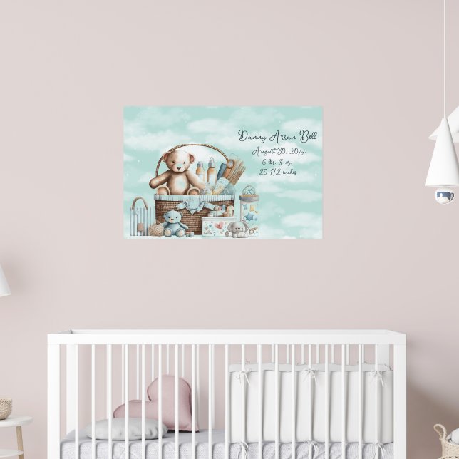 Affiche Panier de jouets avec un ours en peluche pour bébé (Pépinière 2)
