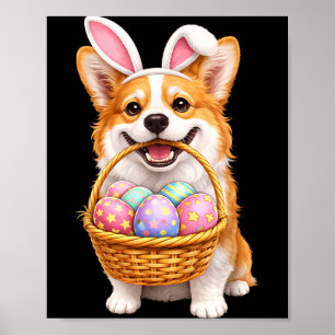 Affiche Panier de Pâques avec des œufs de Pâques mignons C