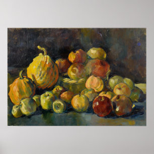 Affiche Panier de pommes et deux citrouilles de Van Gogh