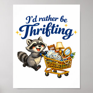 Affiche Panier de shopping de raton laveur Citation drôle