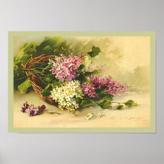 Affiche Panier Lilac vintage par Catherine Klein Imprimer