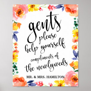 Affiche Panier Mariage Gents 8x10 Panneau floral