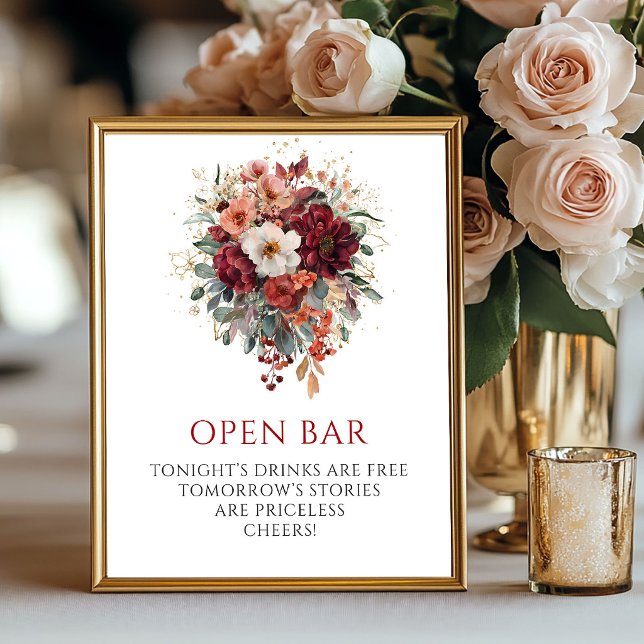 Affiche Panneau 20x25cm "Enchanting Autumn Greenery Open B (Enchanting Autumn Greenery Open Bar 8x10 Sign

)
