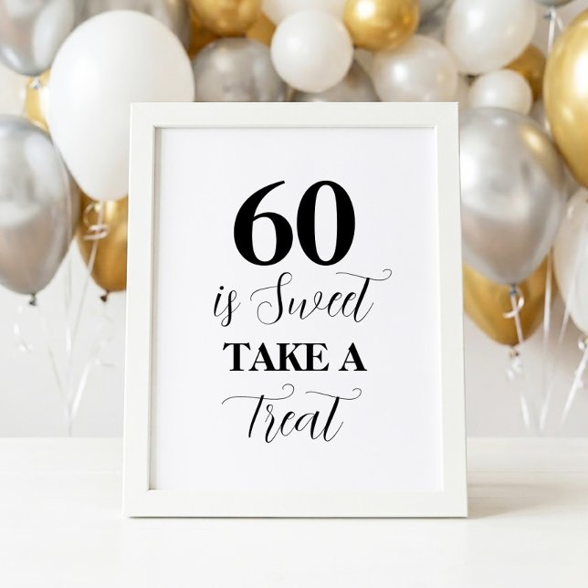 Affiche Panneau 60 ans c'est doux, prenez une gâterie (Créateur téléchargé)