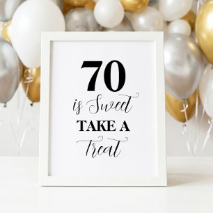 Affiche Panneau 70 ans est doux, prenez une gâterie