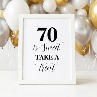 Affiche Panneau 70 ans est doux, prenez une gâterie