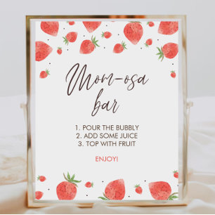 Affiche Panneau à Baby shower de fraises Maman-Osa