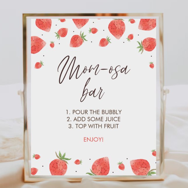 Affiche Panneau à Baby shower de fraises Maman-Osa (Créateur téléchargé)